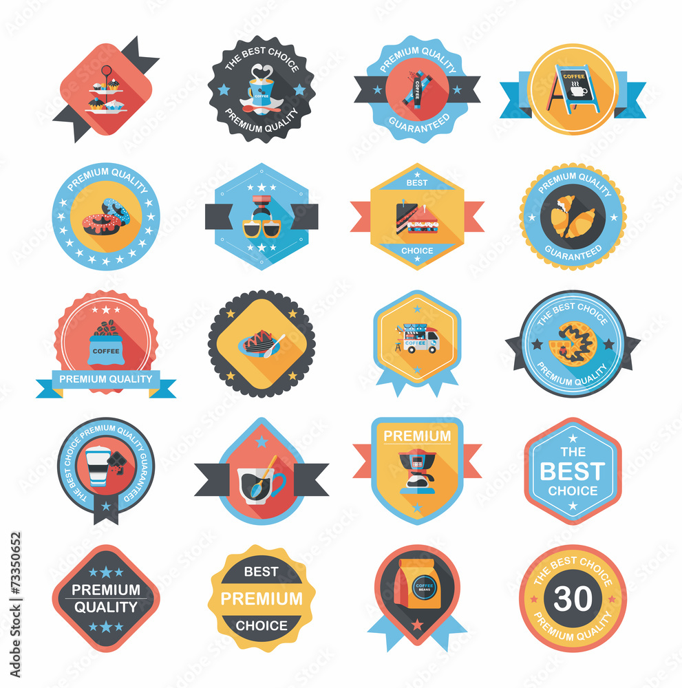 coffee badge design flat background set, eps10 coffee badge design flat background set, eps10