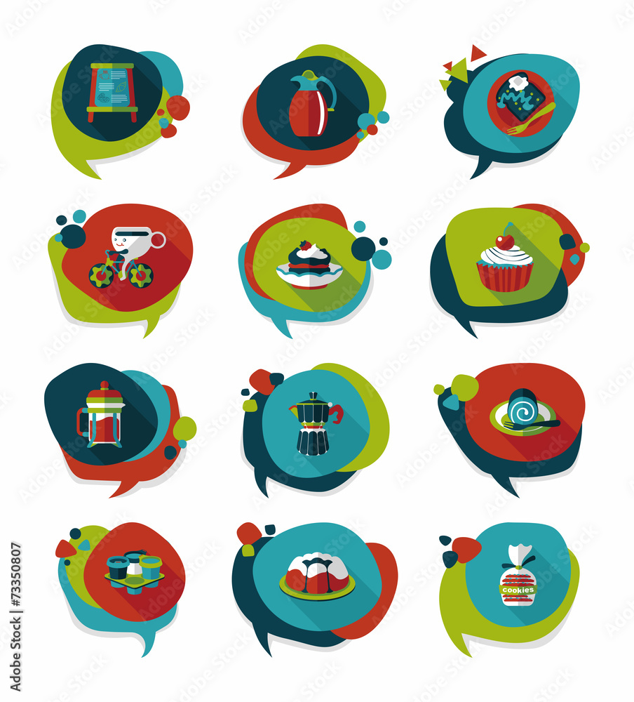 Fototapeta premium Coffee bubble speech flat banner design flat background set, eps