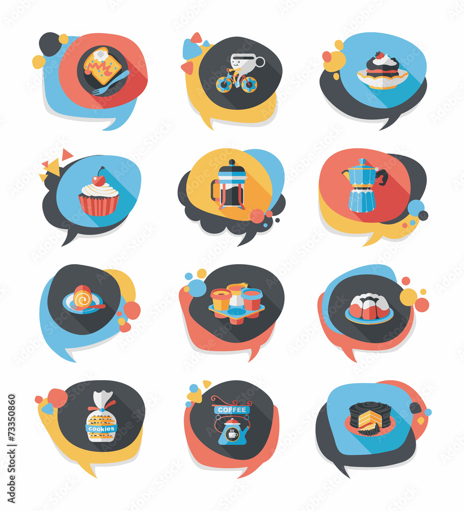 Coffee bubble speech flat banner design flat background set, eps Coffee bubble speech flat banner design flat background set, eps