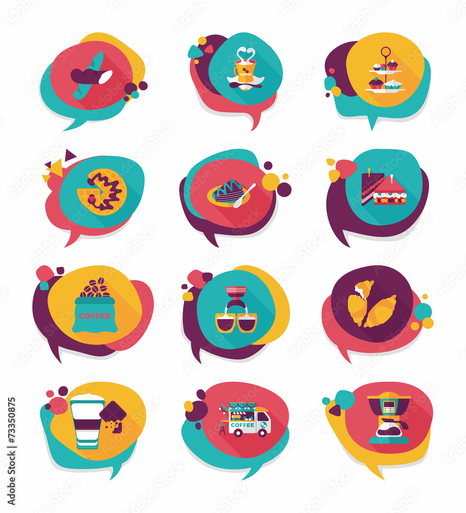 Coffee bubble speech flat banner design flat background set, eps Coffee bubble speech flat banner design flat background set, eps