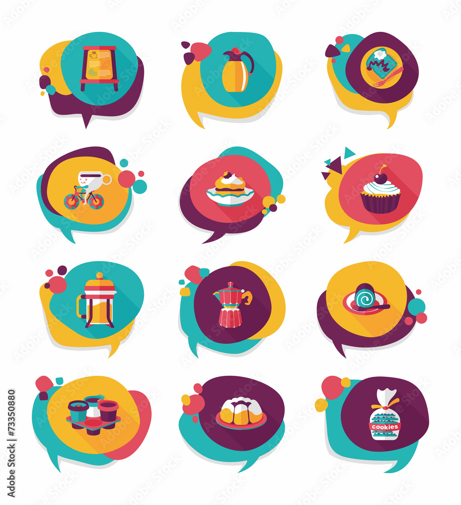 Coffee bubble speech flat banner design flat background set, eps Coffee bubble speech flat banner design flat background set, eps
