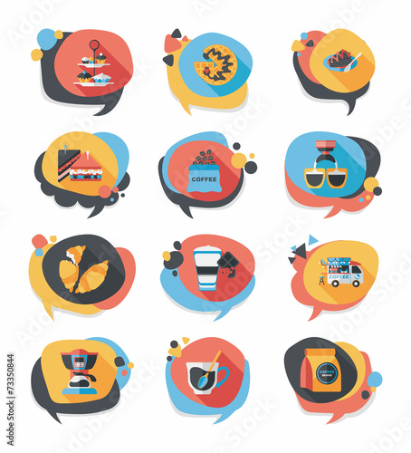 Coffee bubble speech flat banner design flat background set, eps