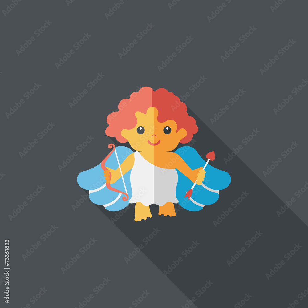 Fototapeta premium Valentine's Day cupid flat icon with long shadow,eps10