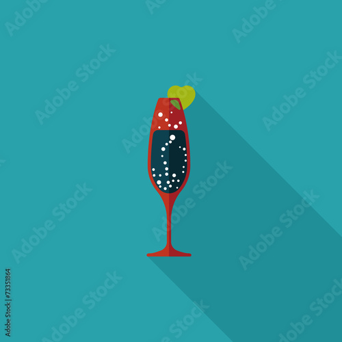 Valentine's day champagne flat icon with long shadow,eps10