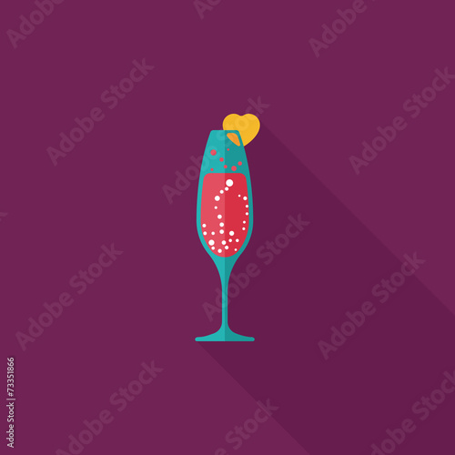 Valentine's day champagne flat icon with long shadow,eps10