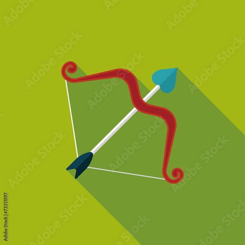 valentine's day Cupid bow and arrow flat icon with long shadow,e