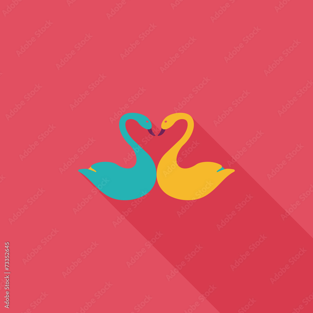 Valentine's Day lover swan flat icon with long shadow,eps10 Valentine's Day lover swan flat icon with long shadow,eps10