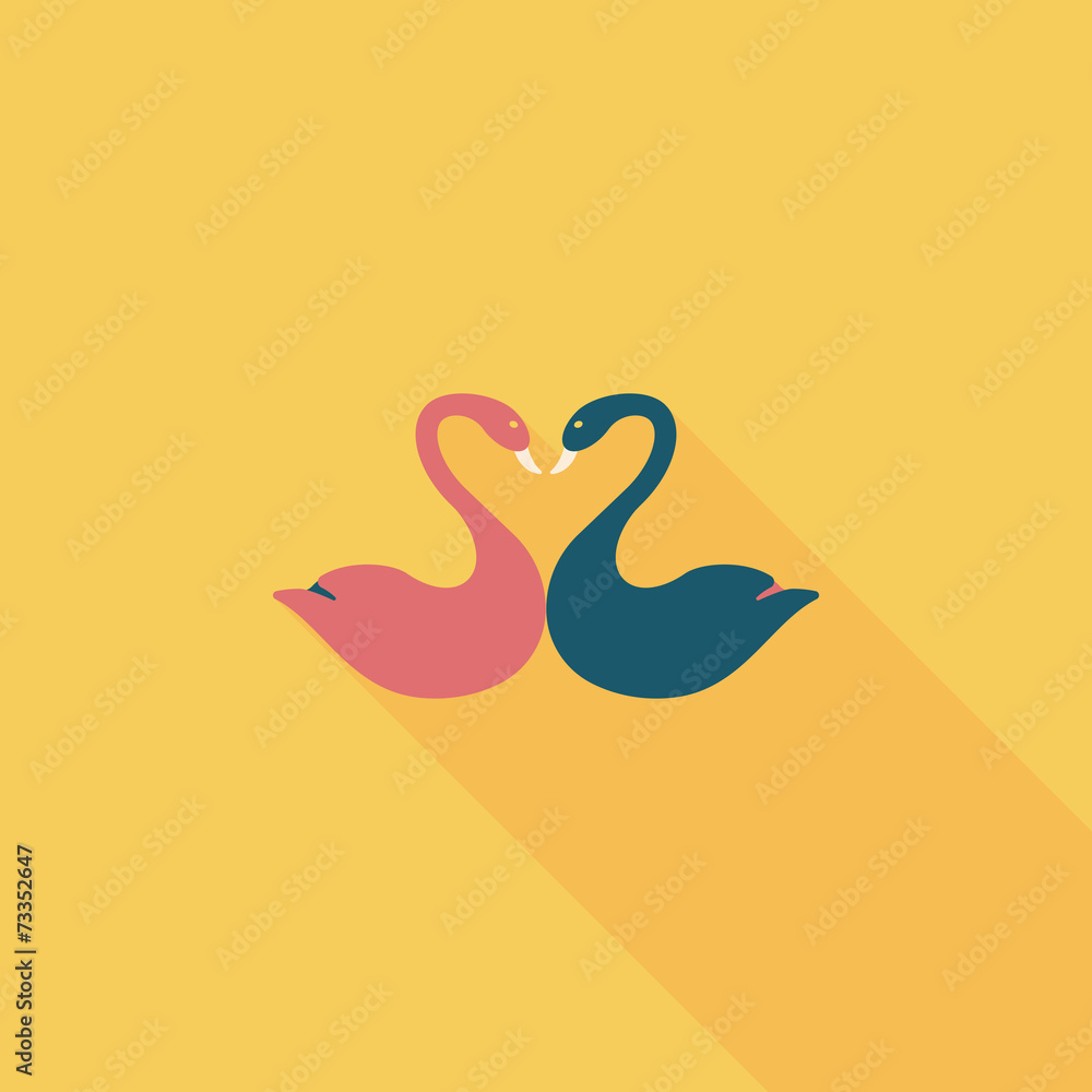 Obraz premium Valentine's Day lover swan flat icon with long shadow,eps10