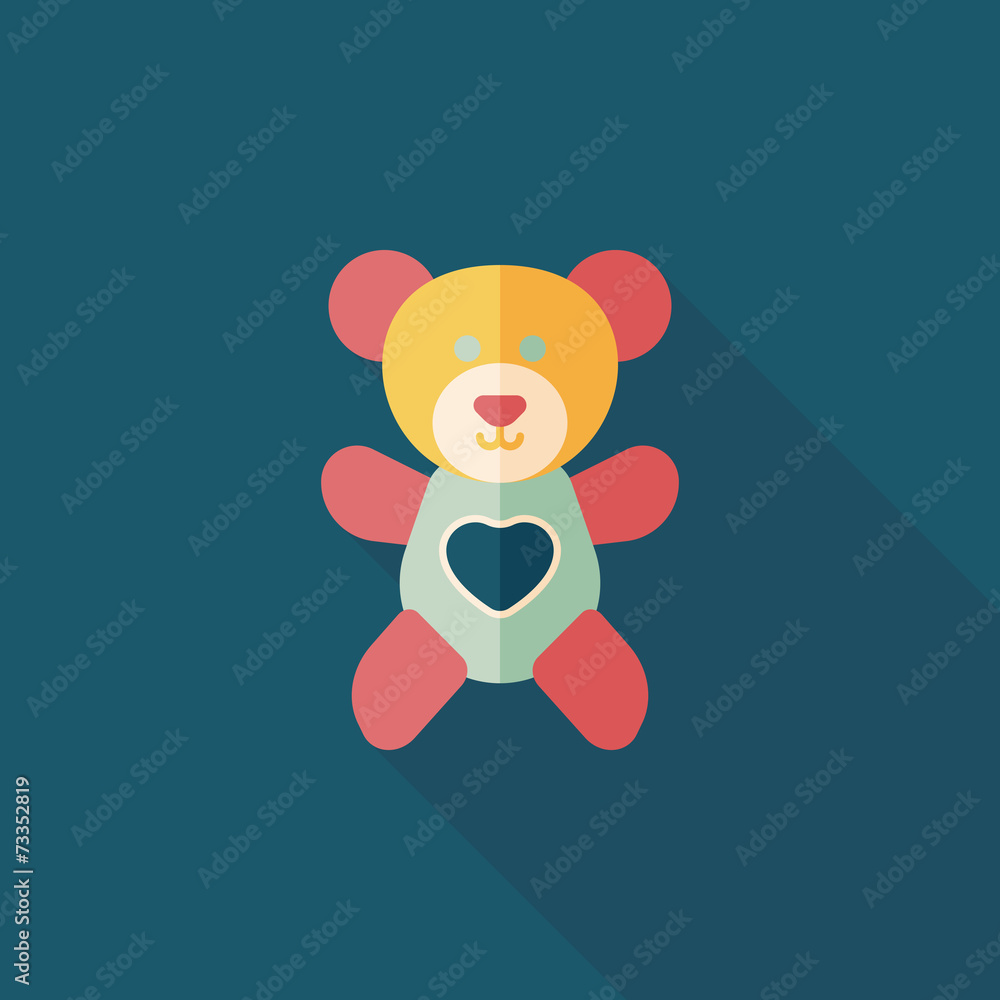 Valentine's day present bear flat icon with long shadow,eps10 Valentine's day present bear flat icon with long shadow,eps10