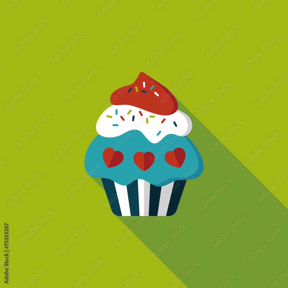 Valentine's Day cupcake flat icon with long shadow,eps10 Valentine's Day cupcake flat icon with long shadow,eps10
