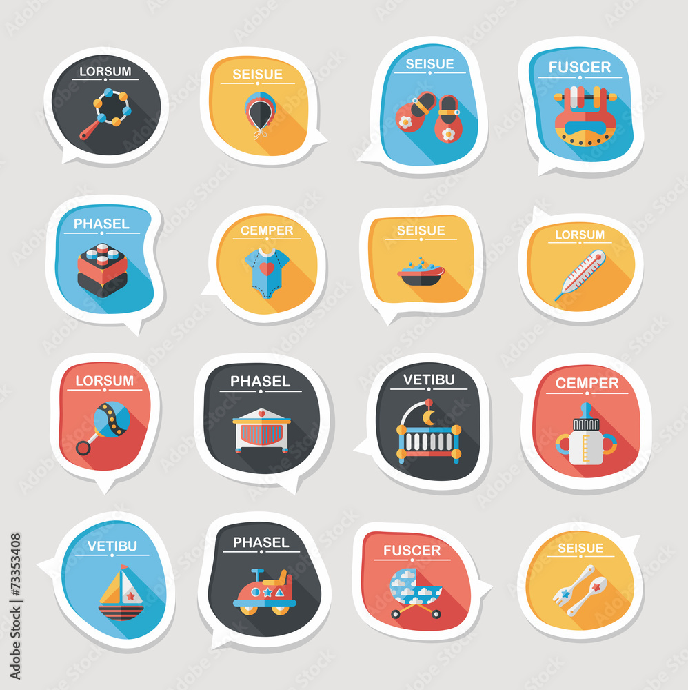 baby bubble speech banner design flat background set, eps10 baby bubble speech banner design flat background set, eps10
