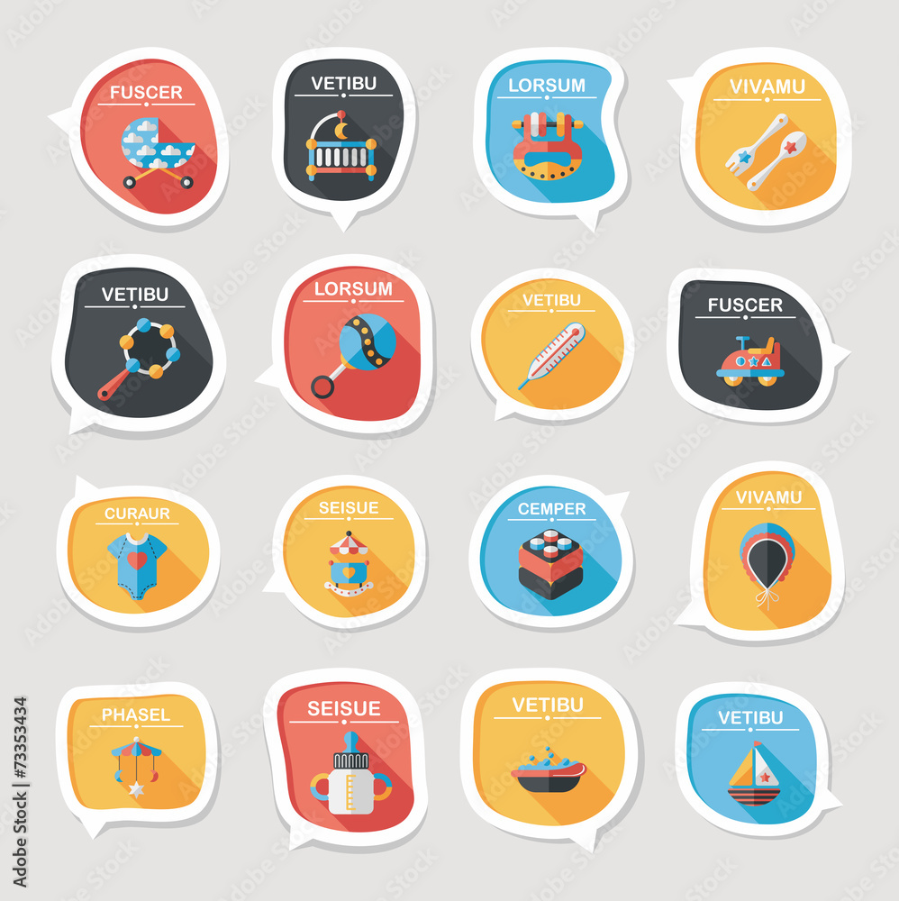 baby bubble speech banner design flat background set, eps10 baby bubble speech banner design flat background set, eps10