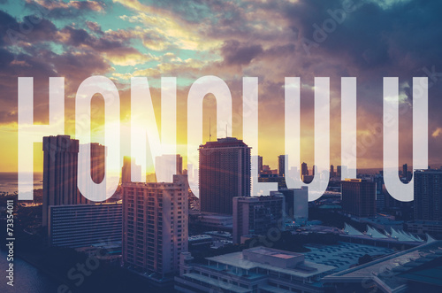 Retro Filtered Honolulu With Text photo