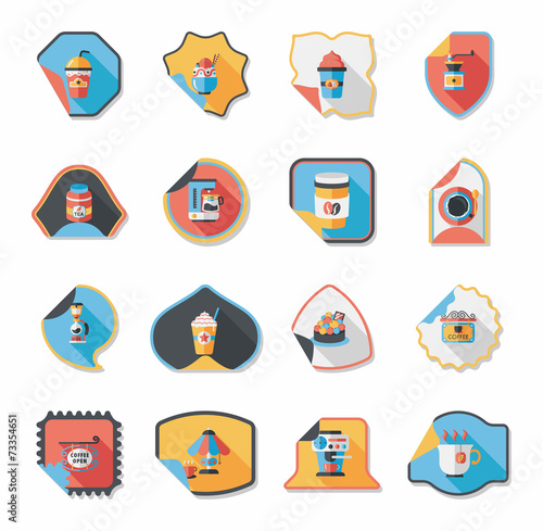 Coffee sticker flat banner background set, eps10