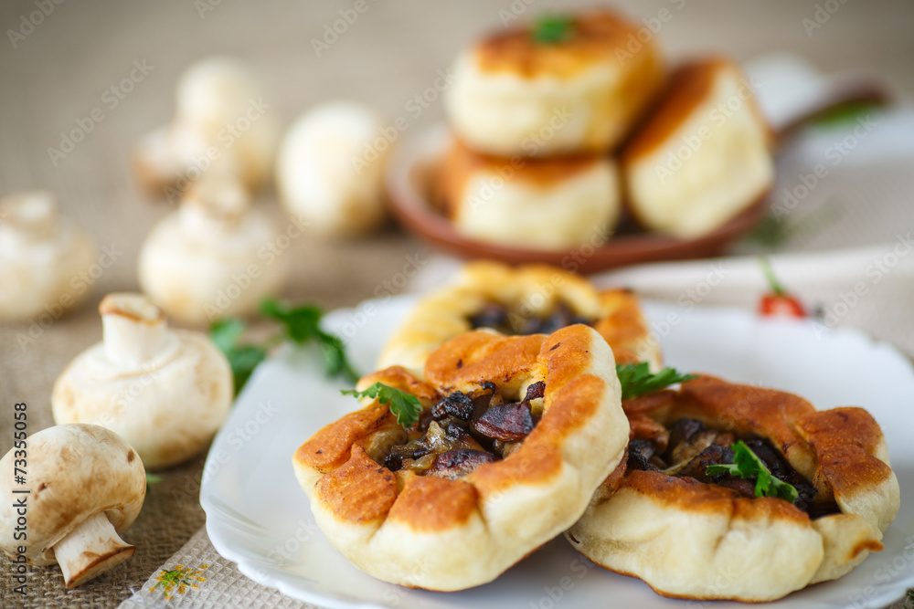 fried patties with mushrooms