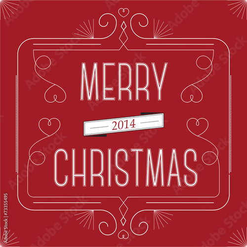 Christmas illustration. Elements isolated on red background.