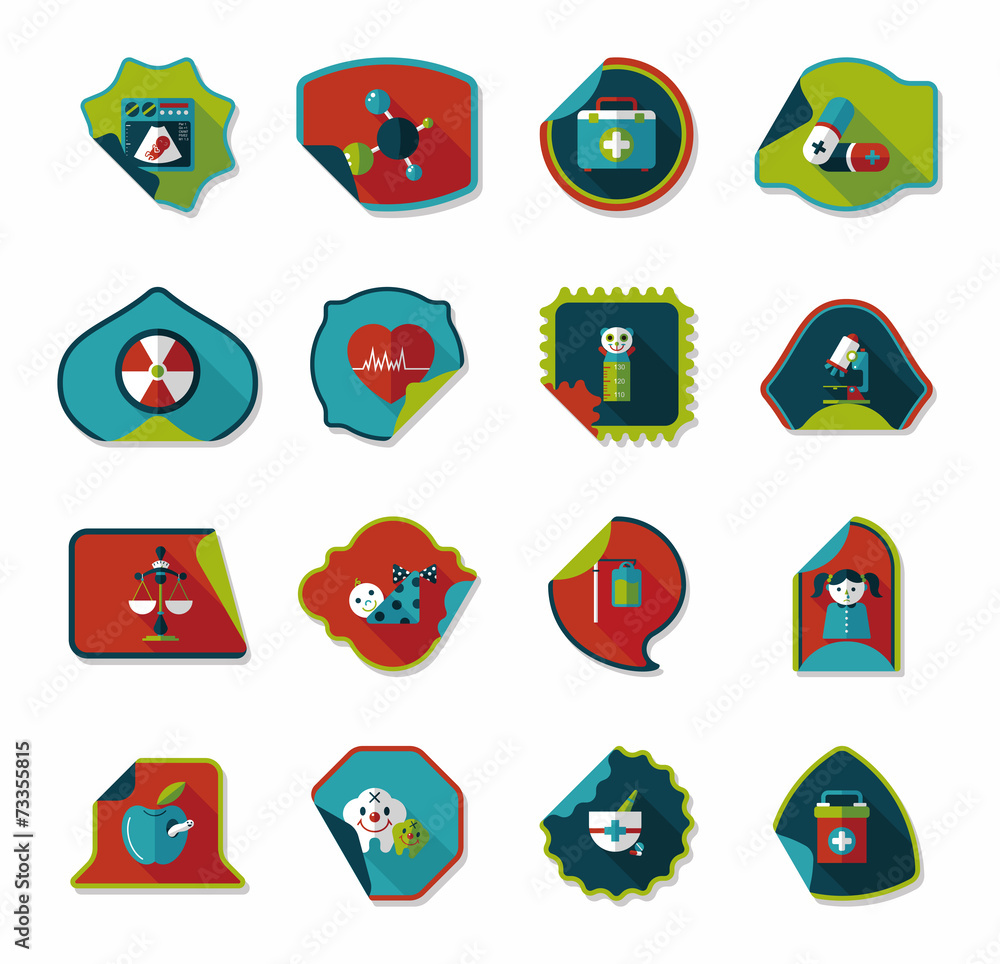 Hospital sticker flat banner background set, eps10 Hospital sticker flat banner background set, eps10