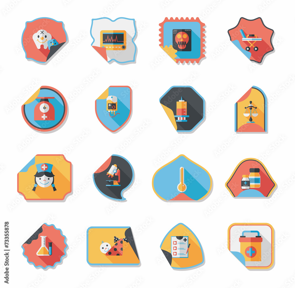 Hospital sticker flat banner background set, eps10 Hospital sticker flat banner background set, eps10