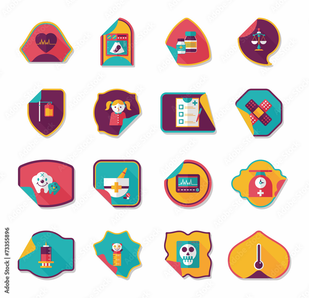 Hospital sticker flat banner background set, eps10 Hospital sticker flat banner background set, eps10