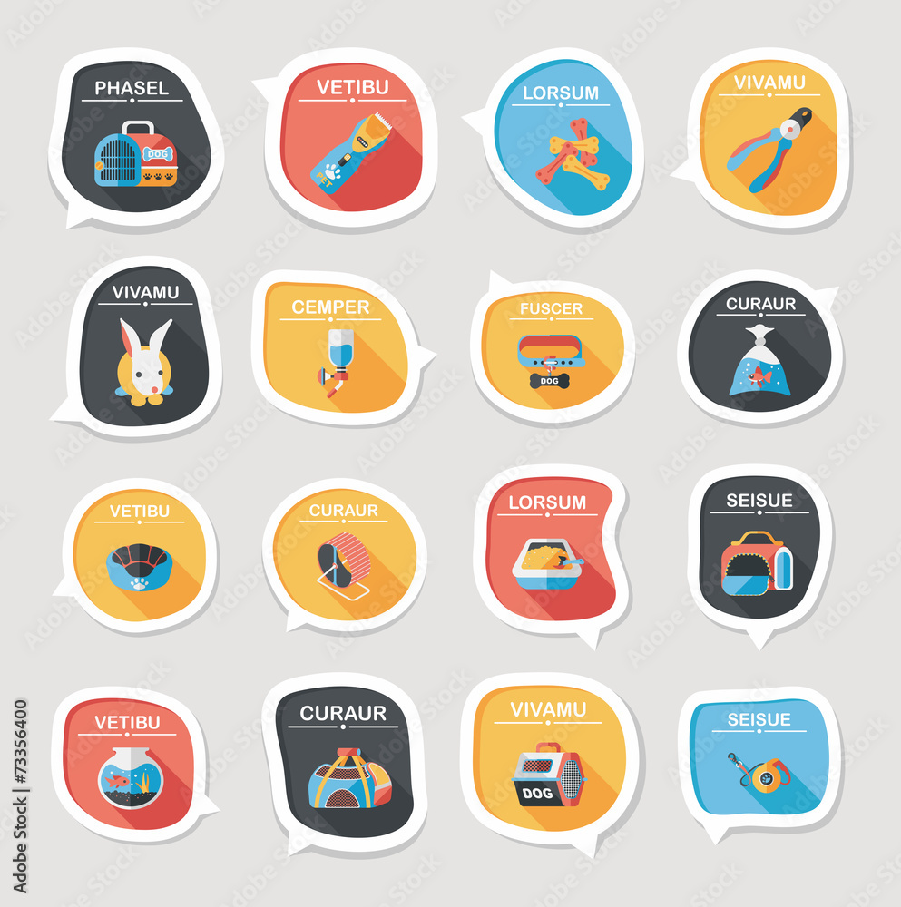 Pet bubble speech flat banner design background set, eps10 Pet bubble speech flat banner design background set, eps10