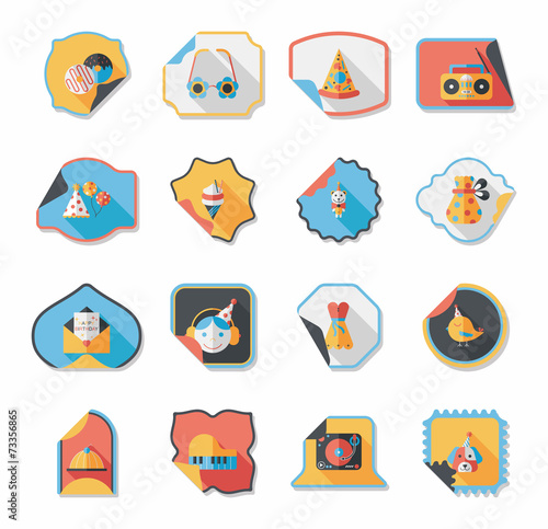 Birthday sticker flat banner background set, eps10