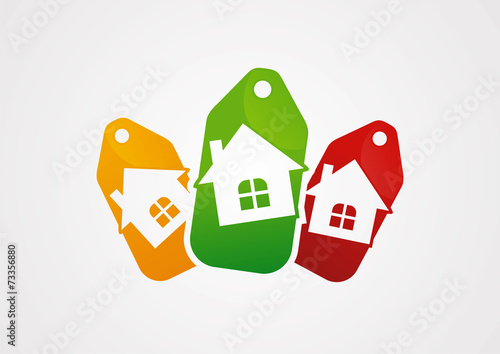 Label with house sign for sale logo vector