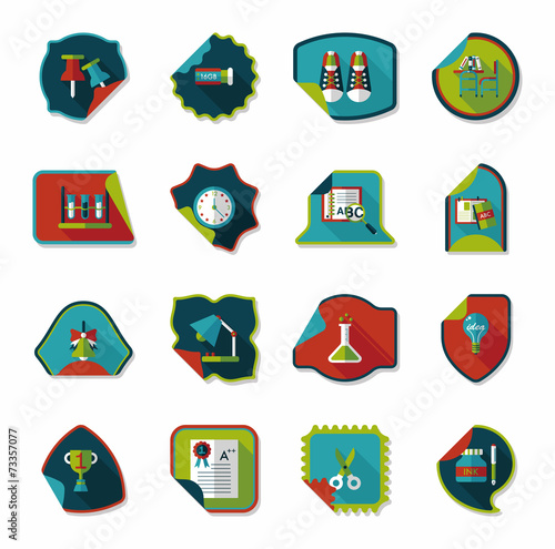 school sticker flat banner background set, eps10