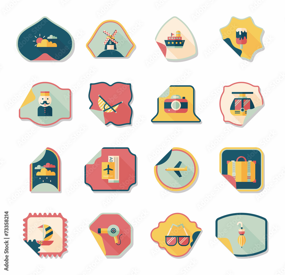 Travel sticker flat banner background set, eps10 Travel sticker flat banner background set, eps10