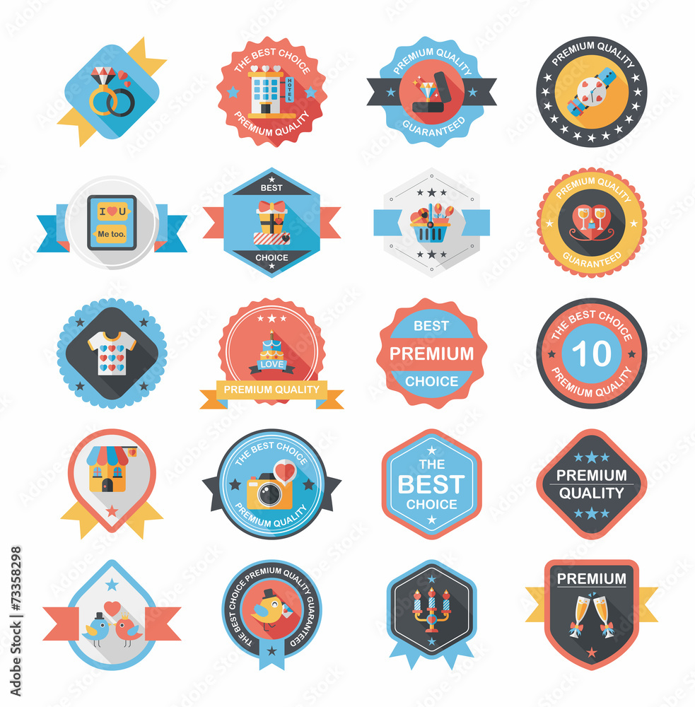 Valentine’s Day badge flat banner design background set, eps10 Valentine’s Day badge flat banner design background set, eps10