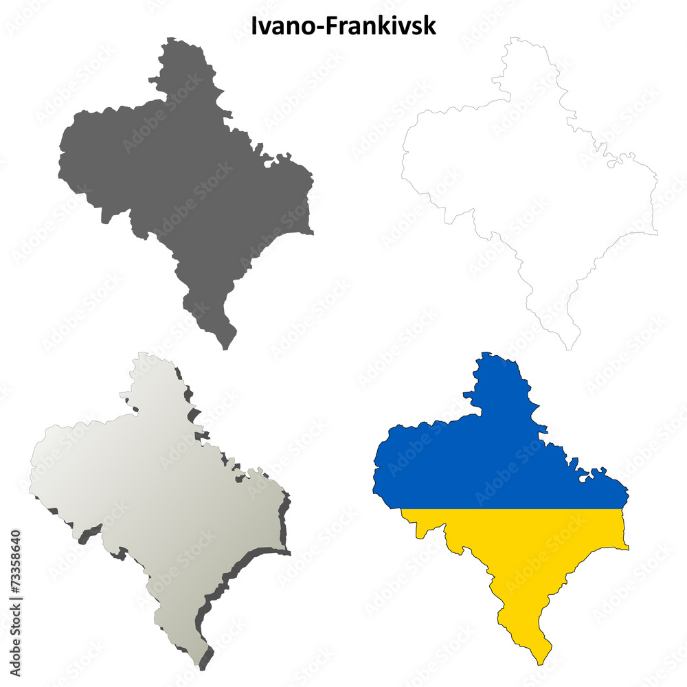 Obraz premium Ivano-Frankivsk blank outline map set