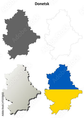 Donetsk blank outline map set - Ukrainian version