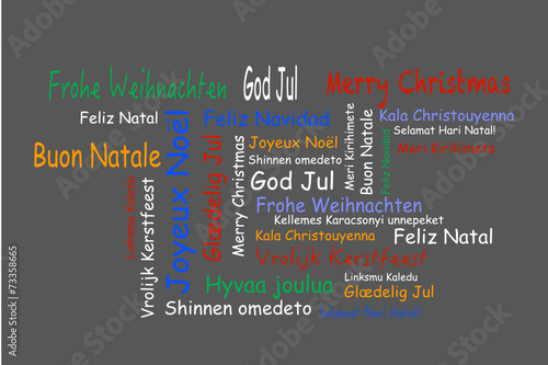 Frohe Weihnachten tag cloud mehrsprachig