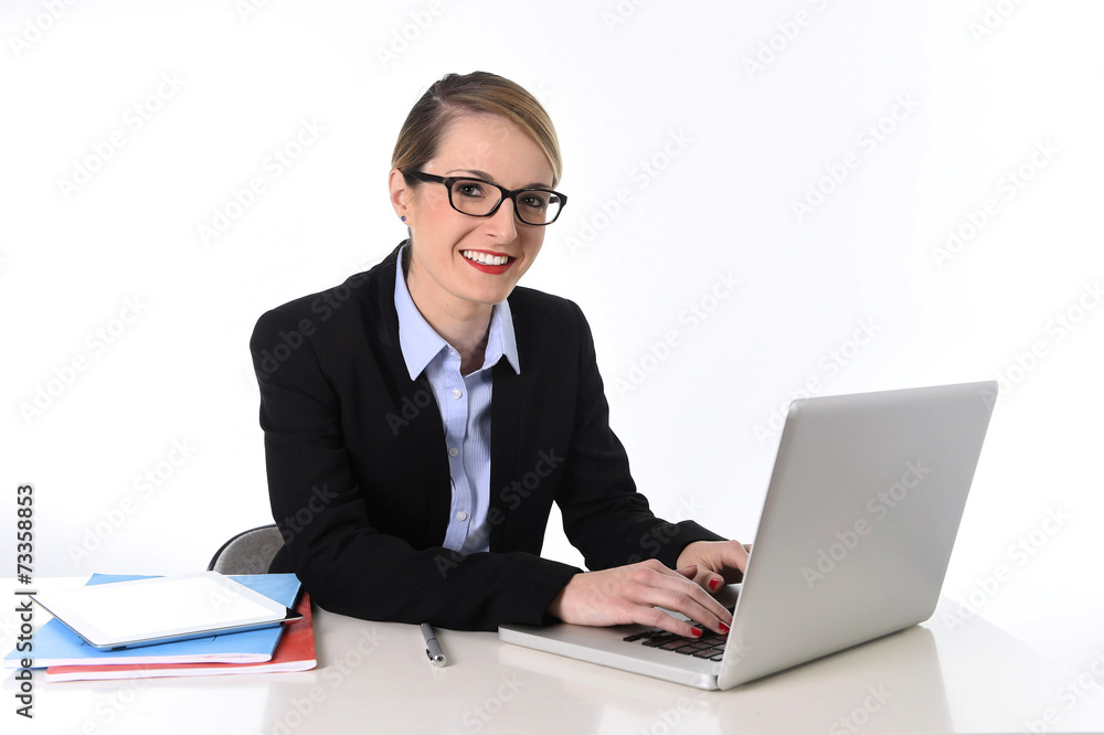 attractive businesswoman working happy in work success concept attractive businesswoman working happy in work success concept