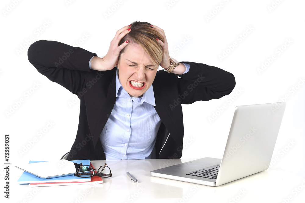 business woman frustrated overworked at office working business woman frustrated overworked at office working