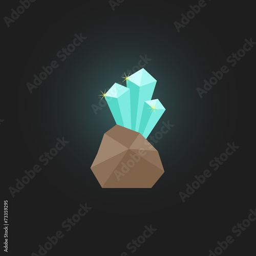 shining crystal with stone