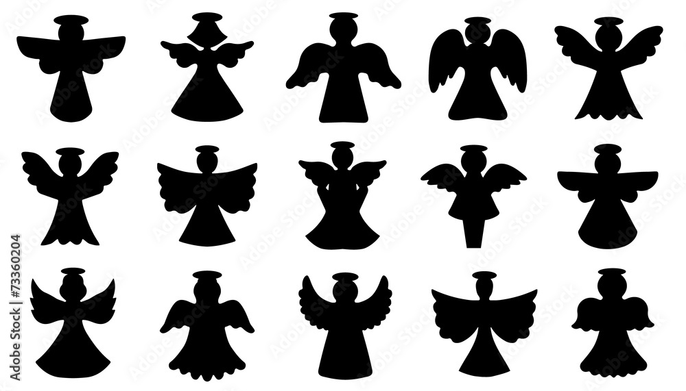 angel silhouettes - obrazy, fototapety, plakaty 