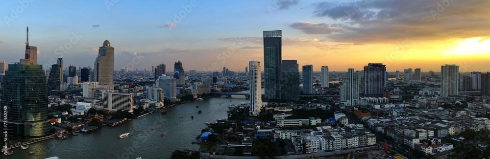 Panorama river view of bangkok thailand