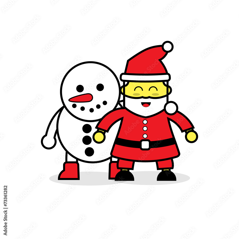 Cute Snowman and Santa Claus. Cute Snowman and Santa Claus.