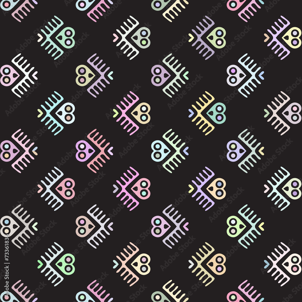 Fototapeta premium vector seamless pattern with owl, birds