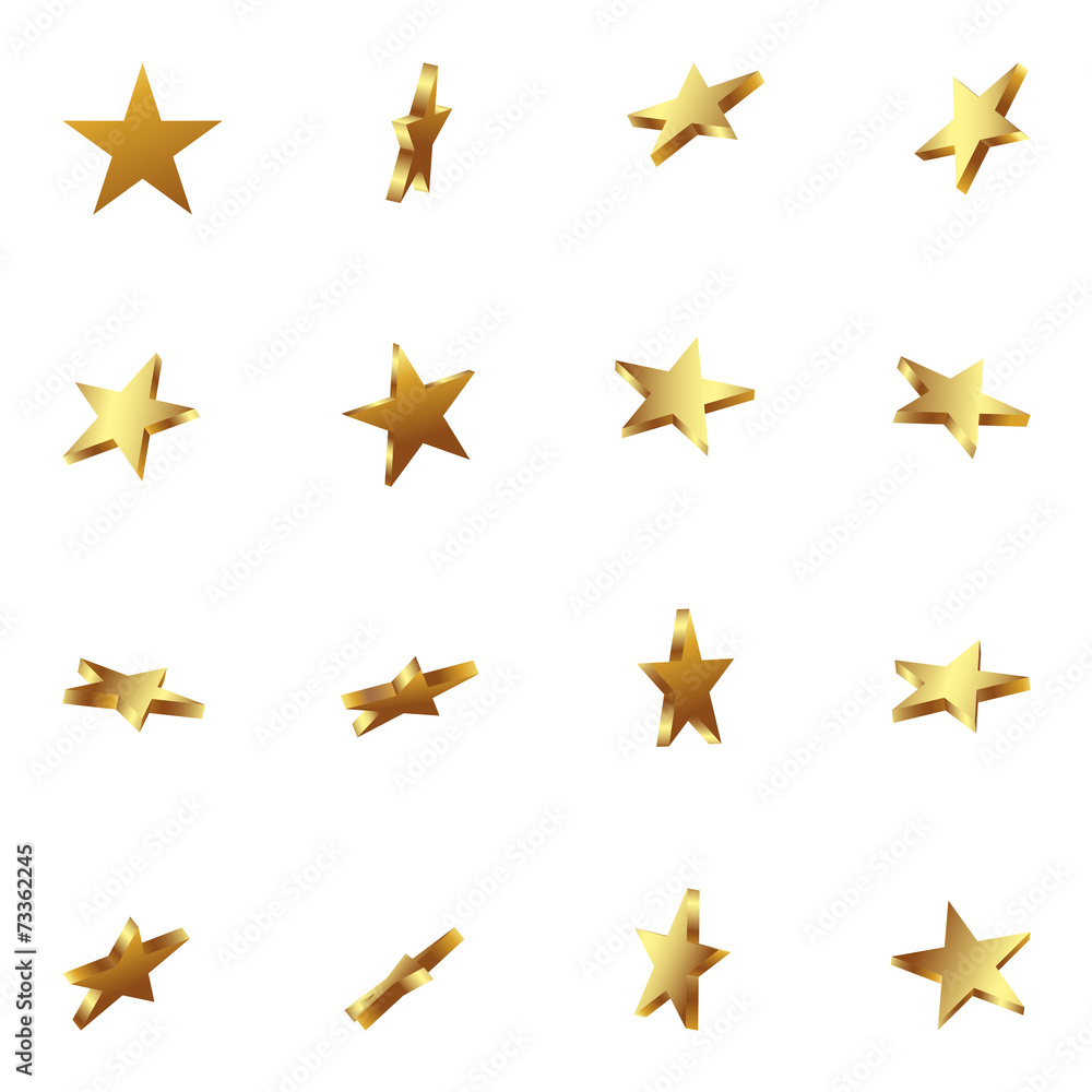 Sterne, Goldsterne, goldene Sterne, Set, 3D, golden, Star, Gold