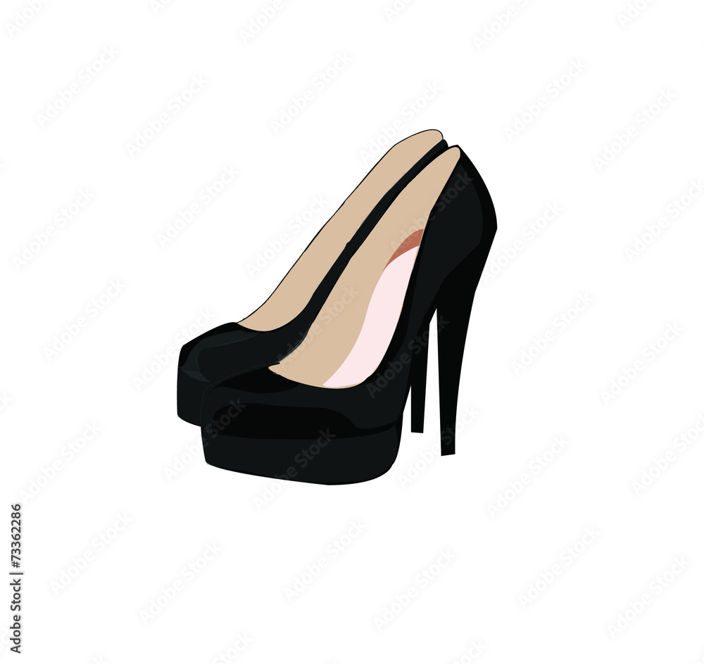 female high-heeled shoes over white background vector
