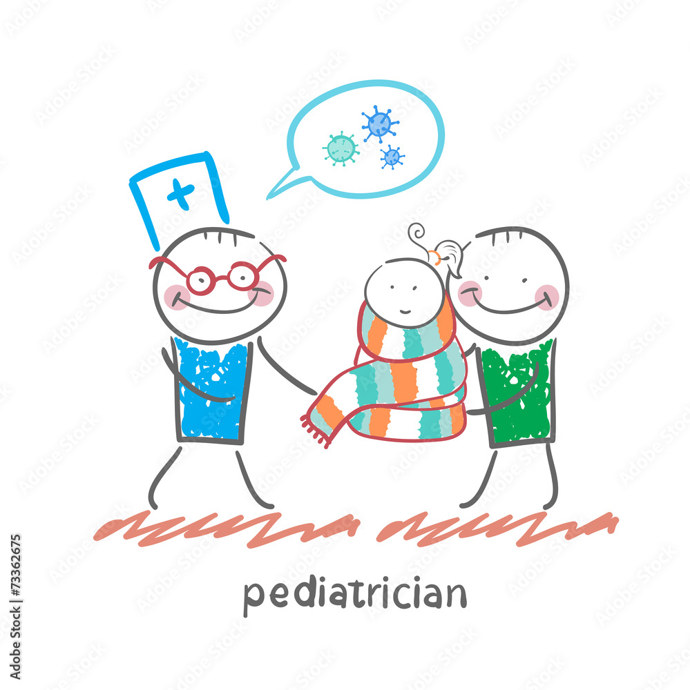 pediatrician standing next to his father and a sick child pediatrician standing next to his father and a sick child