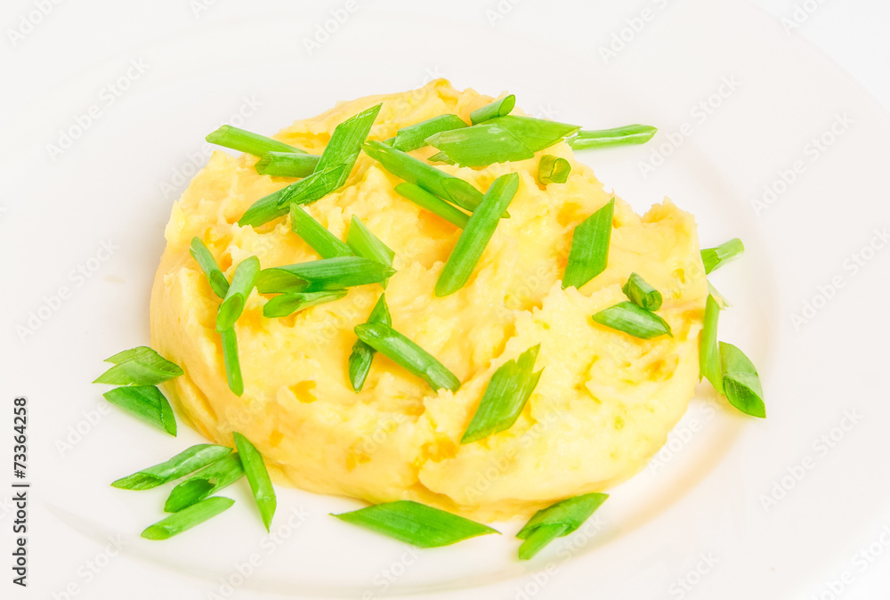 Mushed potato on a white plate Mushed potato on a white plate