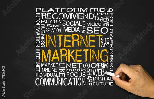 internet marketing concept on blackboard