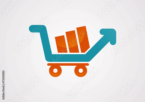 Shopping cart up arrow logo vector