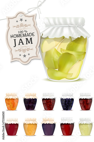 Set of homemade jam in jars
