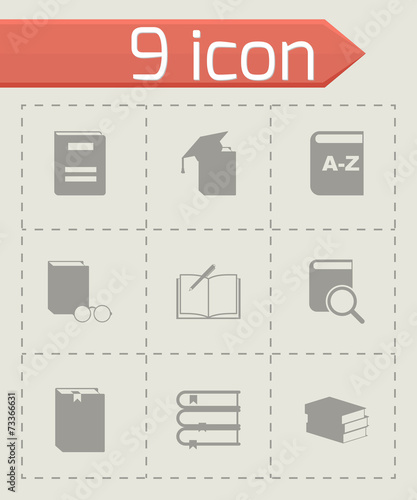 Vector black schoolbook icon set
