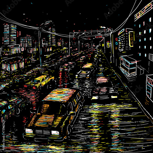 Night city traffic