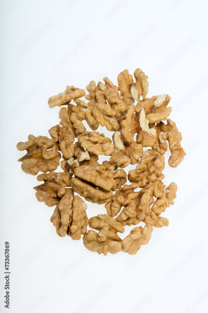 cracked walnut isolated on the white background cracked walnut isolated on the white background