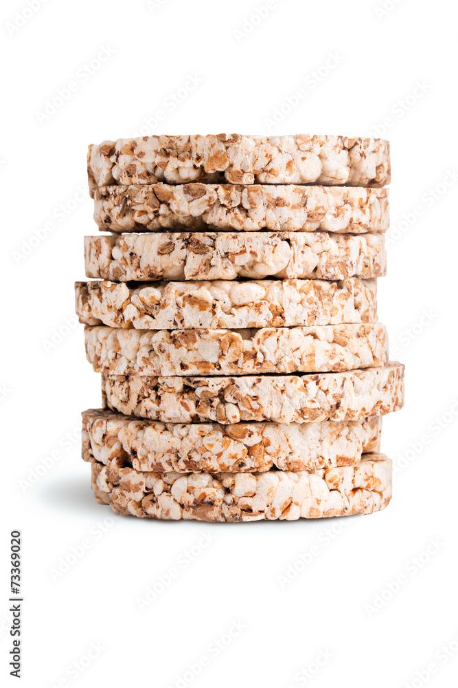 Grain crispbreads isolated on white background Grain crispbreads isolated on white background